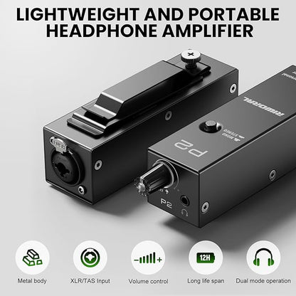 Riworal battey powered Portable Personal Amplifier Analog Headphone Amplifier Stereo Headphone Earphone Amp Volume Control Audio Booster with XLR and TRS Input 3.5mm Output Jack