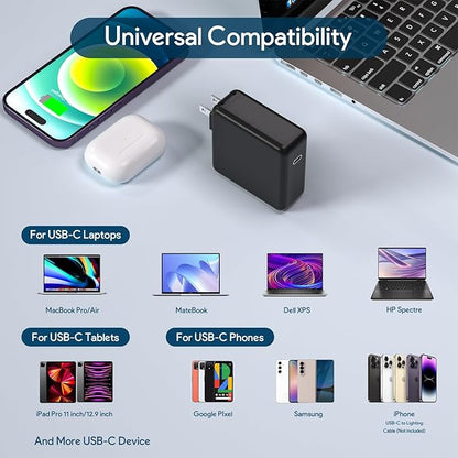 Mac Book Pro Charger, 61W/67W USB C Charger Power Adapter for MacBook Pro/Air 13/14 Inch, for MacBook 12 Inch,Included USB-C Charge Cable (6.6ft/2m) Black