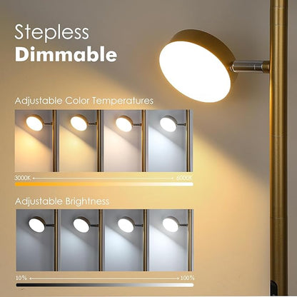 Benaep Tree Floor Lamp for Living Room - Modern Glod Standing Lamp, LED Floor Light with Remote & Touch, 3000K-6000K Dimmable for Bedroom Office Reading (3 Head)