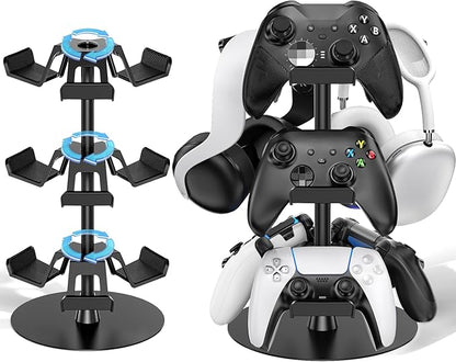 Kosker Headset Stand 3 Tiers for Desk, Rotatable Gaming Controller Stand for PS5/PS4/Xbox/Switch2/PS Portal/Phone, Universal PC Gamer Gift Accessory Controller/Headphone Holder for 9 Packs Controller