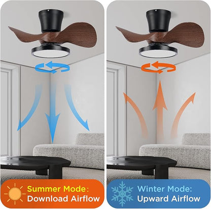 ocioc Quiet Ceiling Fan with LED Light 22 inch Large Air Volume Remote Control for Kitchen Bedroom Dining Room Patio