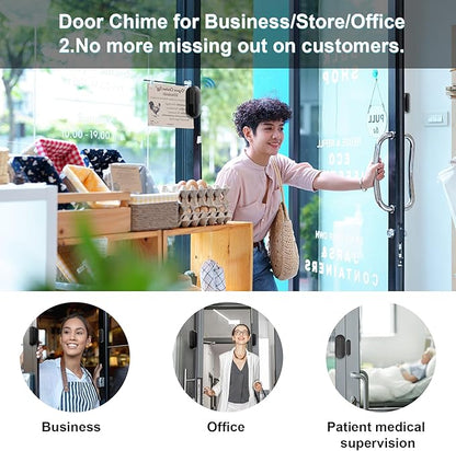 SanJie Door Sensor Chime When Door Opens, Door Entry Chime for Business/Home/Office/Store,500 FT Range,26 Chimes 5 Adjustable Volume Door Ringer Alert 2 Sensors + 1 Receivers