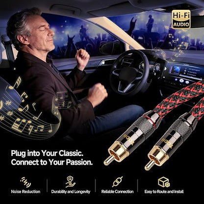 TODN RCA Stereo Cable Audiophile HiFi Interconnect Shielded RCA Cables for Home Audio Systems (16.4ft/5m, 1 Pair)