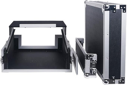 Sound Town 2U Glide Style Rack Case with 11U Slant Mixer Top, 20.7” Rackable Depth and Laptop Platform - Pro Tour Grade (STMR-2ULT)