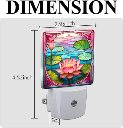 PODMemory Lotus Stained Glass Night Lights Plug into Wall for Room, Lotus Night Light LED for Bedroom