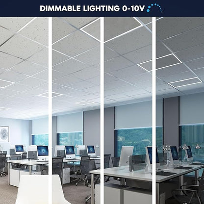 2x2 FT Edge-Lit Frame LED Panel Lights,5CCT Selectable 3000K-6500K, 2600/3900/5200LM,20W/30W/40W Switch Grid Drop Ceiling Lights,0-10V Dimmable,Damp Rated,100-277V,ETL Listed (2 x 4-4 Pack)