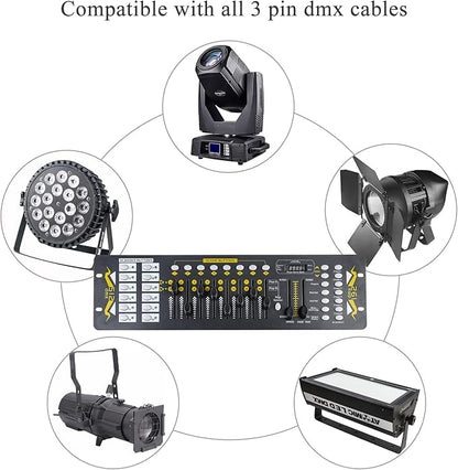 Dmx Controller 192 Channel Dmx Light Controller for Dj Lights, Dmx Controllers with XLR Cables Dmx 512 Controller, Dmx512 Lighting Controller Dmx Control Board for Stage Lights Dmx Console