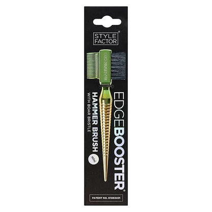 STYLE FACTOR EDGE BOOSTER® Mini Hammer Brush Travel Size | Baby Hair Brush & Double-Sided Edge Control Comb with Boar Bristles | Rat Tail for Precision Styling | Travel Brush for Edges & Baby Hair