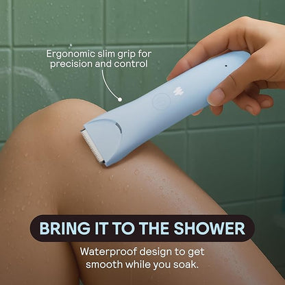 MERIDIAN Slimmer Trimmer – Electric Bikini Line & Pubic Hair Trimmer for Women, Body Hair Groomer for Intimate Areas, Legs & Underarms, Waterproof & Rechargeable, Sky