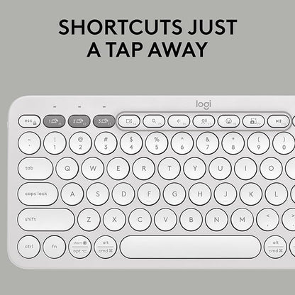 Logitech Pebble Keys 2 K380s, Multi-Device Bluetooth Wireless Keyboard with Customizable Shortcuts, Slim and Portable, Easy-Switch for Windows, macOS, iPadOS, Android, Chrome OS - Tonal White