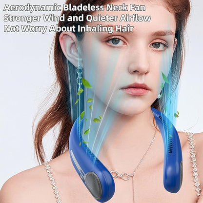 Portable Neck Fan,Hands Free Personal Wearable Bladeless Fan,6000mAh USB Rechargeable,360° Cooling,LED Display,4-Speeds,Birthday Gifts for Men Women Dad Mom,Valentines Day Gifts for Her Him (Navy)