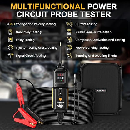 GODIAG Power Circuit Probe Tester, Auto Short Circuit, Relay Fuse Tester, Voltage Tester, 6V 40V DC Auto Electrical System Test Tool Kit, Diode Resistance Check for Motorcycle Trucks
