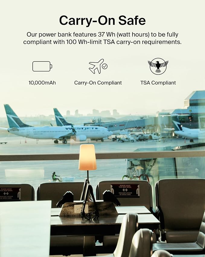 Belkin Portable Charger, Slim USB-C Power Bank 10,000mAh w/ 2 USB-C Ports, Digital Battery Display, 20W Charging Battery Pack - iPhone 17, Air, Pro, Samsung Galaxy S25, Pixel 10, iPad, & More - Black