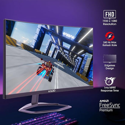 Kado 25" Class Dual Gaming Monitor Setup - 2-Pack 24.5" Curved 1500R 240Hz 1ms 1920x1080 Computer Monitor, Parallel Gaming AMD FreeSync Premium Panoramic, VESA Mount HDMI DisplayPort Built-in Speakers