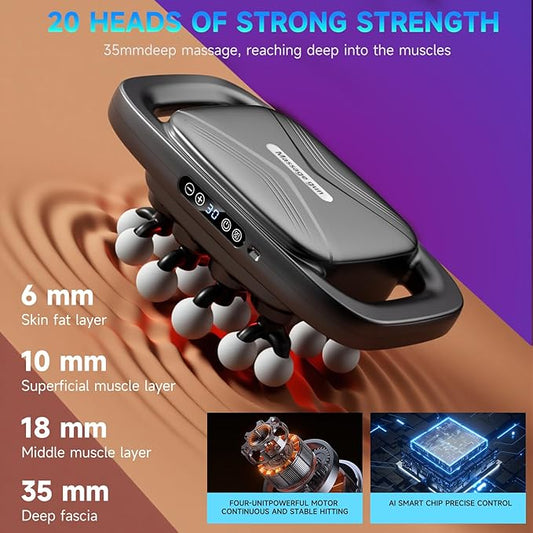 Fakosre Upgraded 20-Head Massage Gun Set, Multi Head Massage Gun with 3 Modes & 30 Levels Intensities, Deep Tissue Massager Muscle Massage Guns for Body Muscle Pain Relief