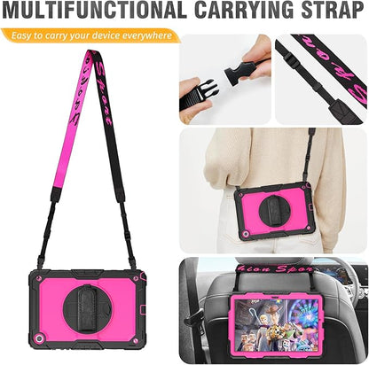 HXCASEAC Case for Samsung Galaxy Tab A9+/ A9 Plus 11 Inch, Protective with Screen Protector/Hand Strap/Pen Holder, Sturdy Shockproof Galaxy A9 Plus Tablet Case 2023 SM-X210/X216/X218 - Rose