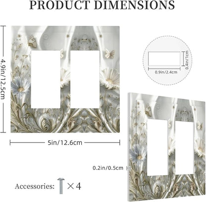 Bvtewkhz Boho Floral Wild Flower 2 Gang Double Rocker Decorative Light Switch Covers Electrical Faceplate Switch Plates for Bathroom Kitchen Home