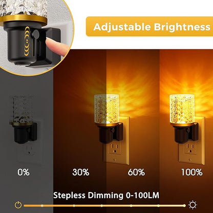 L LOHAS LED Night Light, 2 Pack Dimmable Night Lights Plug into Wall, Automatic Night Lights Plug in with Auto Light Sensor,Adjustable Brightness Amber LED Night Light, for Bedroom Hallway Home Decor