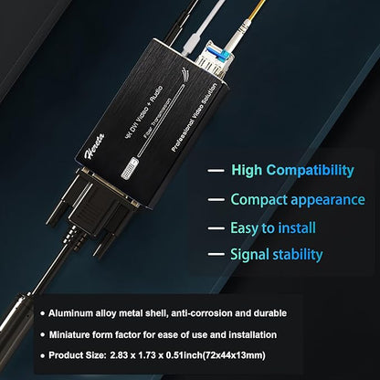 Hereta Mini 4K@60Hz HD DVI Fiber Video Extender DVI to Fiber Converter Optical Transceiver Up to 20km Data Rate up to 10.2Gbps Over Single-Mode with 3.5mm External Stereo Audio