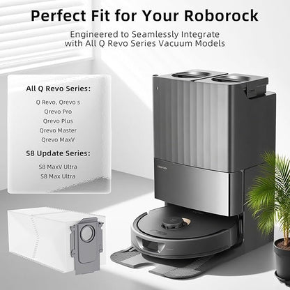 18 Pack Dust Bags for Roborock QRevo/Saros 10R/ S8 MaxV Ultra/Qrevo Pro/Qrevo S/Qrevo Master/QV 35A/Qrevo Curv/Qrevo Edge/Qrevo Slim/Qrevo Plus Vacuum Cleaner, Replacement Vacuum Bags, 3.5L Capacity