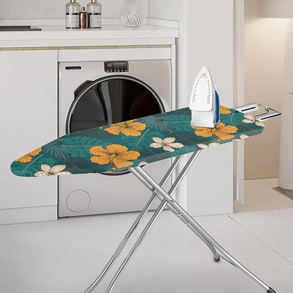 ZCFYGDX Hawaiian Flower Leaf Print Ironing Board Cover Medium, Elastic Edges Nylon Buckle Straps Fasteners,M (15 x 48 in) Resist Scorching & Staining Breathable Wear-Resistant Easy Install
