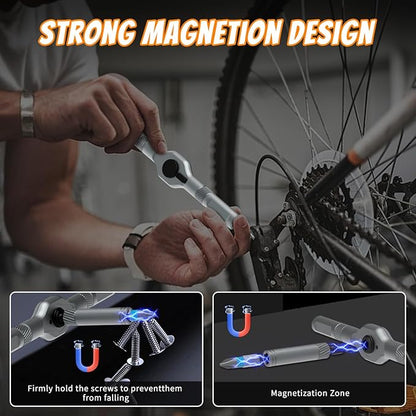 24 in 1 Magnetic Screwdriver Set,Upgrade DIY Ratchet Screwdriver Set with Detachable Ratchet Handle- Precision Repair Tool Kit for Furniture,Computer,Bicycle,Electronics,Phone,Watch