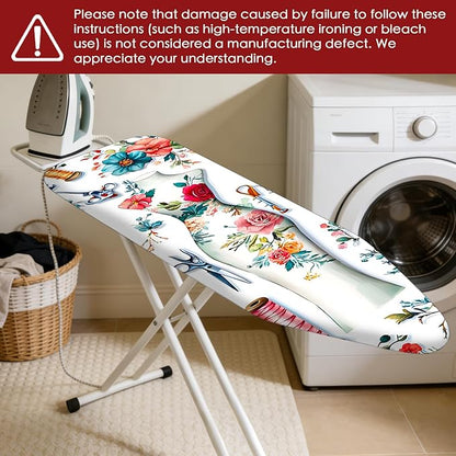 Nuxovilar Ironing Board Cover Needle Cotton 15x54 Inches | Ironing Board Cover and Pad Floral Dress Form Needle Cotton for Craft Room, Laundry Area, Home