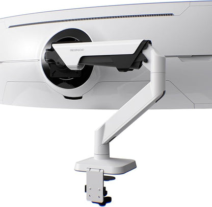 Modernsolid Heavy Duty Monitor Arm Desk Mount for 34-49 Inch Ultrawide Curved Monitors, Supports 14-38 lbs, Gas Spring Ergonomic Full Motion with Cable Management, Red Dot Design Awarded, White