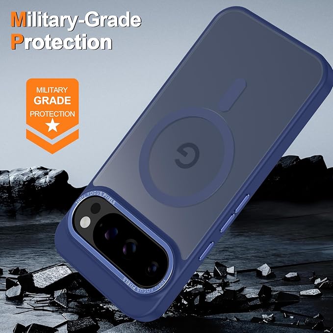 Magnetic for Google Pixel 10 Pro XL Case, [Military Grade Drop Protection] [Compatible with MagSafe] Shockproof Slim Translucent Matte Anti-Slip for Women Girls Men Case, Dark Blue