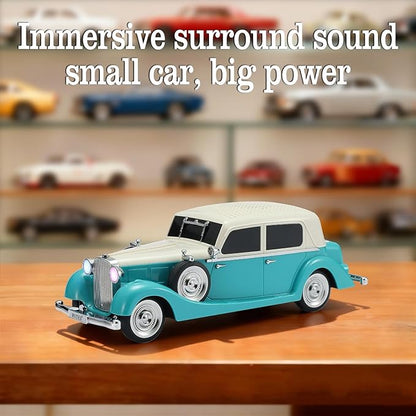 WSTER Vintage Car Bluetooth Speaker, Retro Classic Model with Powerful Sound, Built-in Mic, TWS Dual Pairing, Multi-Interface Output, Portable Wireless Outdoor Speaker for Parties & Beach (Green)