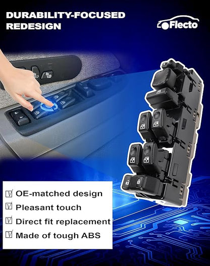 Flecto Master Power Window Switch Driver Side 15883323 with Door Lock Compatible with 2003-2007 Chevy Silverado, GMC Sierra Yukon Cadillac Escalade, Replace DWS-220 901-075