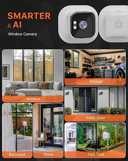 ciciglow 2K Window Camera, 2.4GHz & 5GHz WiFi Indoor Camera for Home Security, with AI Full Color Night Vision, PIR Motion Detection, Anti Glare
