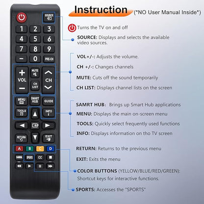 (Pack of 2) Universal for Samsung TV Remote Replacement,BN59-01301A for Samsung Smart TV LED LCD HDTV QLED SUHD UHD 4K 3D