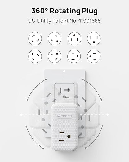 TROND Multi Plug Outlet Extender 2 Pack, 3 Way Outlet Splitter with 360 Rotating Plug, PD 20W USB C Charger Station, Sideways Adapter for Kitchen Bathroom Cruise Ship Travel Essentials