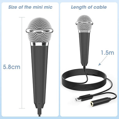 Mini Microphone for iPhone iPad Small ASMR Tiny Microphone for Voice Video Recording Singing, Vlogging, Podcasting YouTube (1 PCS Black)