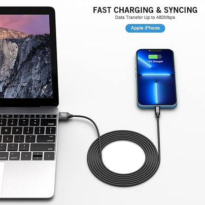2 Pack iPhone Charger,iPhone 14 Wall Charger Cube Dual Port USB-A Adapter Block with 10FT USB A to Lightning Fast Charging Cable Cord for iPhone 14/13/12/11/Pro Max/Pro/Plus,8 Plus/7/6/XS/XR/X/SE,iPad