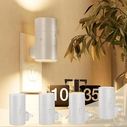 NIORSUN Night Lights Plug into Wall, Dimmable with 3 Color Modes & Auto On/Off Sensor, Ultra-Slim Nightlight for Hallway, Bathroom, Bedroom, Nursery, Kitchen (4 Pack, White)