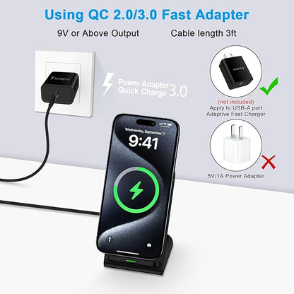 Wireless Charger Samsung Fast Charging Stand for Samsung Galaxy S25 S24 Ultra S24+ S24 S23 FE S22 S21 S20 S10, 15W Android Phone Wireless Charger Stand for Pixel 9 Pro XL Fold 8a 7 Pro, iPhone 16 15