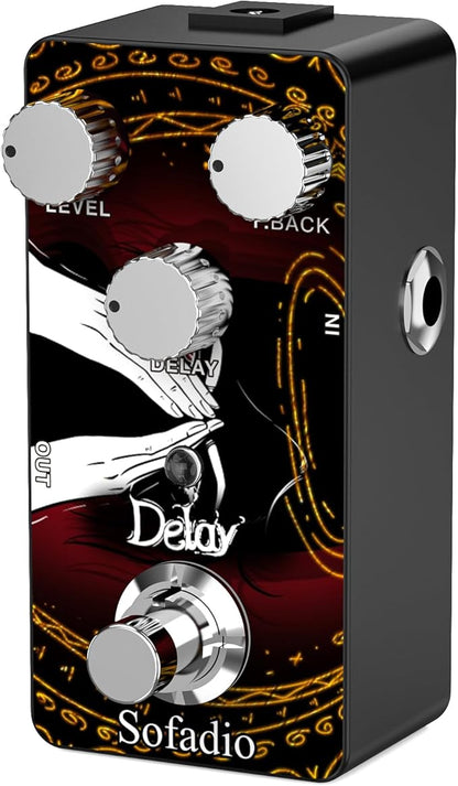 Sofadio Guitar Delay Pedal, True Bypass DC 9V Mini Single Nano Effect Pedals for Electric Guitars