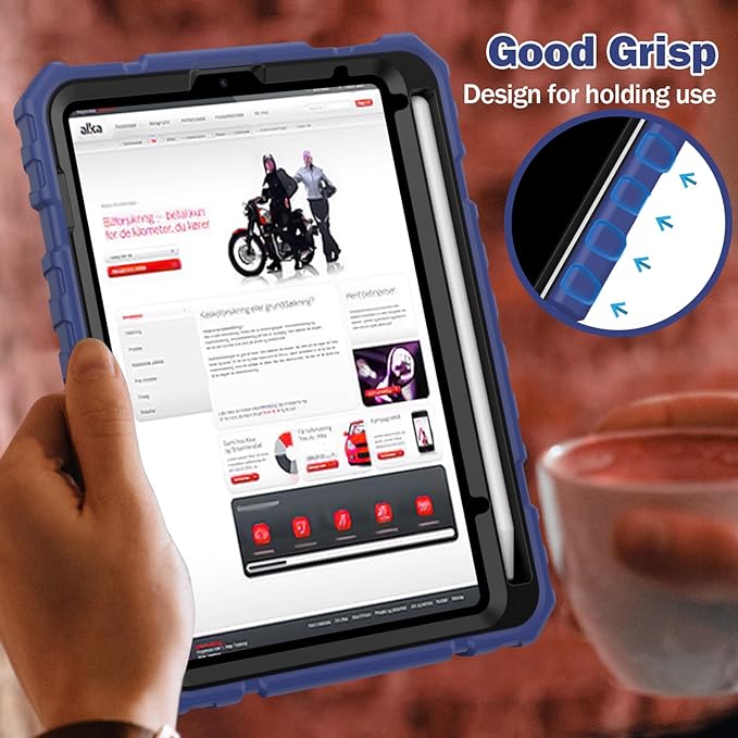 Grifobes Case for iPad Mini 7 (A17 Pro) 2024 / Mini 6 2021 8.3 inch, Heavy Duty Shockproof Rugged Cover with Pencil Holder Stand, for I Pad Mini 7th/6th Gen 8.3" Case for Kids Boys (Navy Blue)