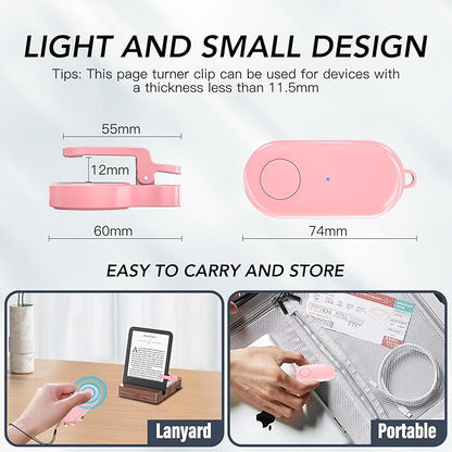 Remote Control Page Turner for Kindle Paperwhite Oasis Kobo eReaders,Kindle Clicker Page Turner Accessories for iPhone,iPad, Android Tablets Reading Novels,Camera Video Record&Shutter Selfie (Pink)