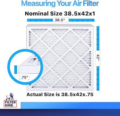 Filter King 38.5x42x1 Air Filter | 4-PACK | MERV 8 HVAC Pleated A/C Furnace Filters | MADE IN USA | Actual Size: 38.5 x 42 x .75"