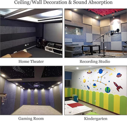 BXI Sound Absorber - 31.5 X 23.6 X 3/8 Inches 6 Pack High Density Acoustic Absorption Panel, Sound Absorbing Panels Reduce Echo Reverb, Tackable Acoustic Panels for Wall and Ceiling Acoustic Treatment