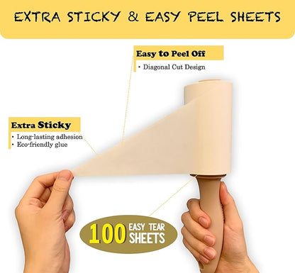 HapChron Extra Sticky Lint Roller Refills Only, Total 800 Easy Tear Sheets, Fits Most 3.9"-4" Standard Size Lint Roller with Inner Diameter at 1.5", Works Great On Pet Hair(Pack of 8)
