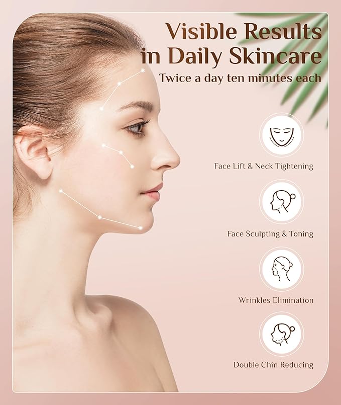 Dopsikn 7 Color Galvanic Machines - Red Light Therapy for Face and Neck, Face Massager Tool for Wrinkles, Double Chin, Vibrating Facial Massager with Thermals, White