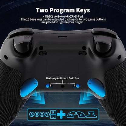 AceGamer Aurora Generation 2.4G Wireless Bluetooth Controller for Windows PC/Android/Switch/iOS/Steam Deck, Hall Joysticks and RGB Light- Upgraded PC Gaming Controller and Back Buttons Lock (Black)