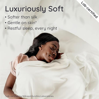 Bambaw 100% Viscose Derived from Bamboo King Size Bed Sheet Set - 4pcs Luxury Cooling Sheets for Hot Sleepers, Soft Sheets, Fits Up to 16'' Deep Pocket (Ivory)