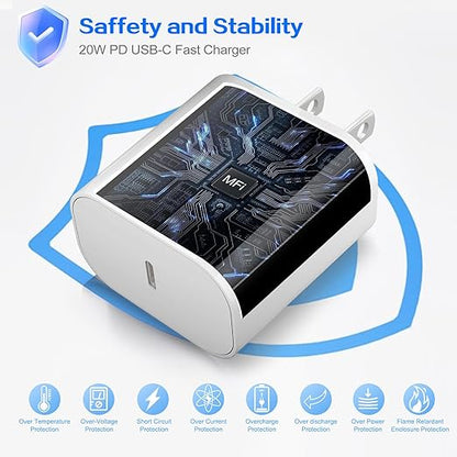 iPhone 16 Pro Charger Fast Charging 20W USB C Charger Block,2Pack Quick Type C Chargers with 6FT USB C Charging Cable Cord for iPhone 16 Pro Max/16 Pro/16e/16/iPhone 15 Pro Max/15 Pro/15 Plus,iPad Pro