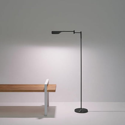 Brightech Leaf Pharmacy LED Reading Lamp, Dimmable Floor Lamp with Easy Rotation Over Chair or Desk for Living Rooms & Offices, Adjustable Standing Lamp, Tall Lamp for Sewing & Craftwork - Jet Black