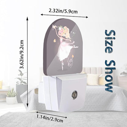 Axxitude Ballet Girl Flower Butterfly Night Lights Plug into Wall for Girls Boys Room,Night Light LED Lamp Dusk to Dawn Sensor Round Lamp for Bedroom Bathroom Hallway Home Wall Decor Nightlight